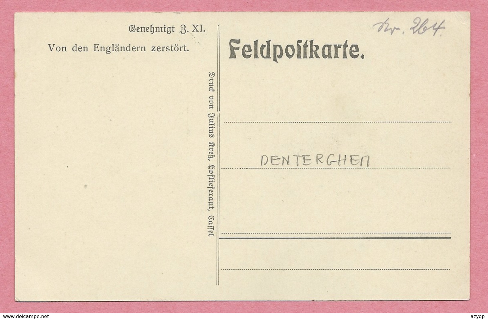DENTERGHEM - Von Den Engländern Zerstört - Feldpostkarte - Zeichnung - Dessin De W. LÜTTEBRANDT - Guerre 14/18 - Dentergem