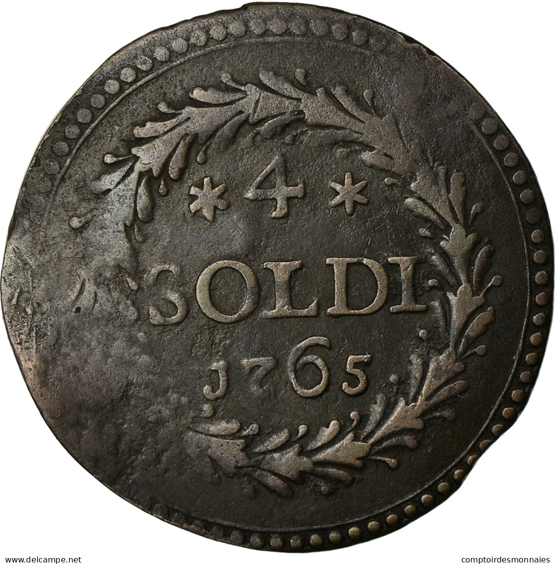Monnaie, États Italiens, CORSICA, General Pasquale Paoli, 4 Soldi, 1765, TTB - Corse (1736-1768)