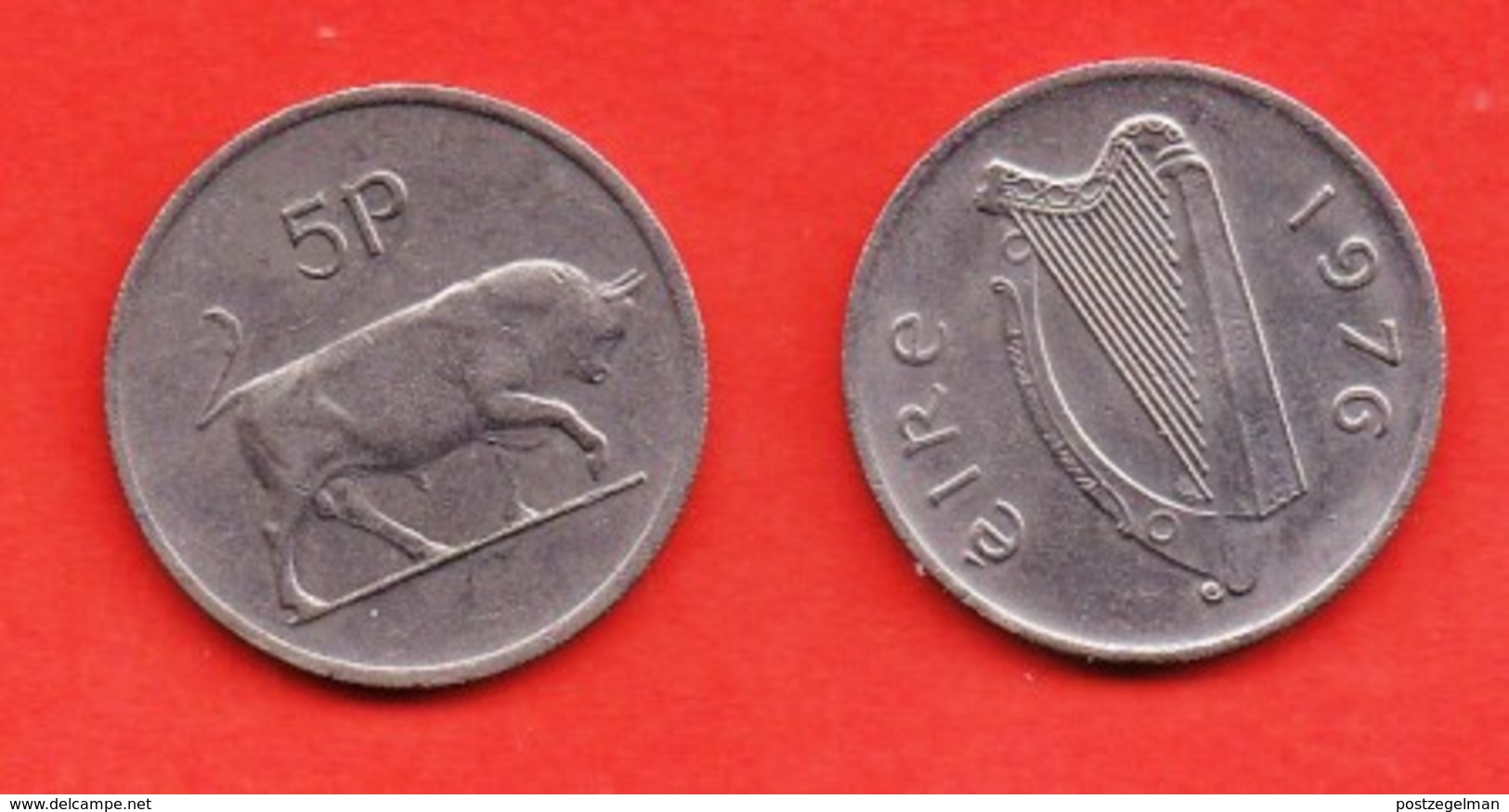 IRELAND, 1976, Circulated Coin 5p , Scannr. C3372 - Ireland