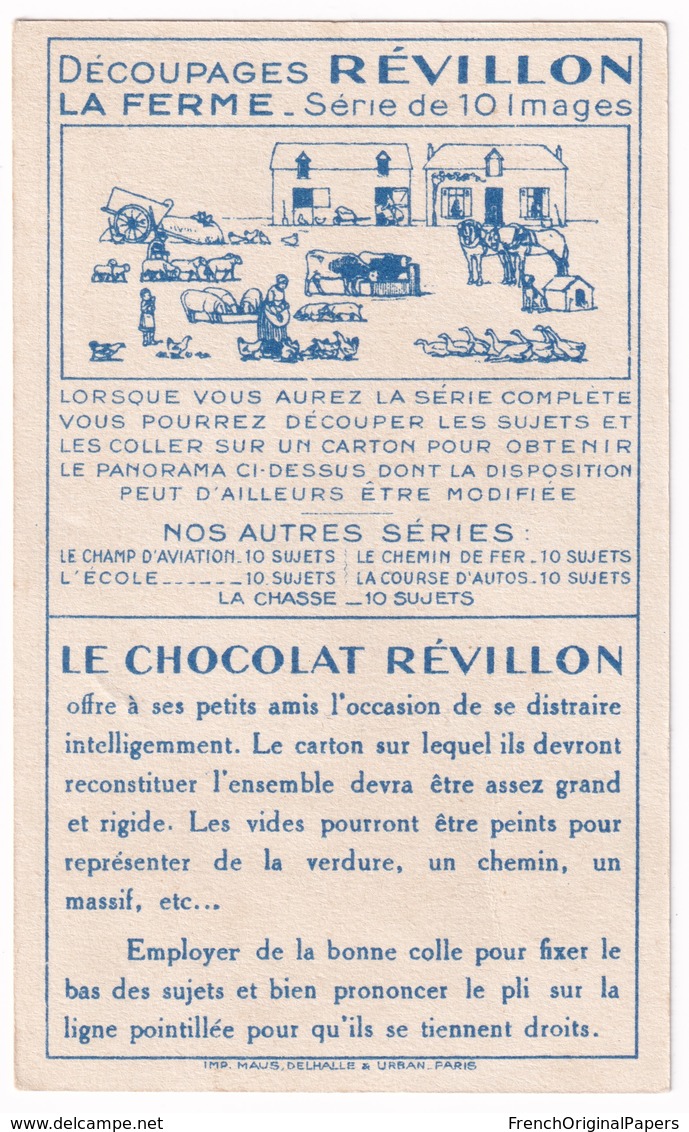 Jolie Chromo Image à Découper Chocolat Révillon Série La Ferme Cheval De Trait Agriculture - Farm Horse A36-11 - Revillon