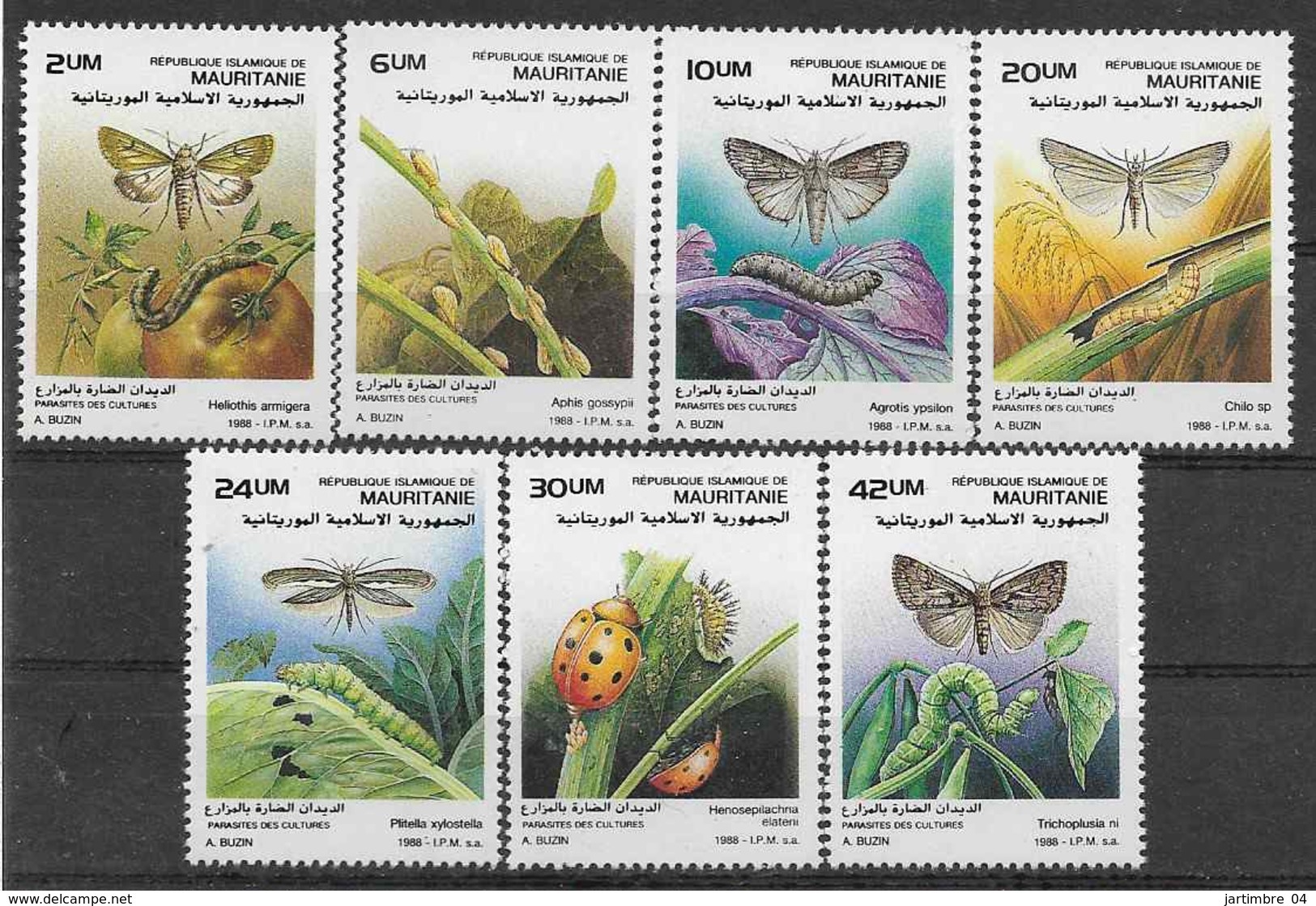 1989 MAURITANIE 616-22** Insectes, Parasites Des Cultures, Papillons - Mauretanien (1960-...)