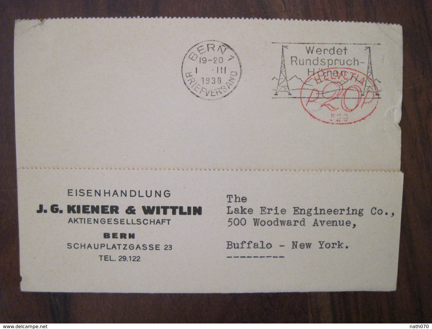 SUISSE 1938 USA  Lettre Enveloppe Cover Schweiz Helvetia P20p - Postmark Collection