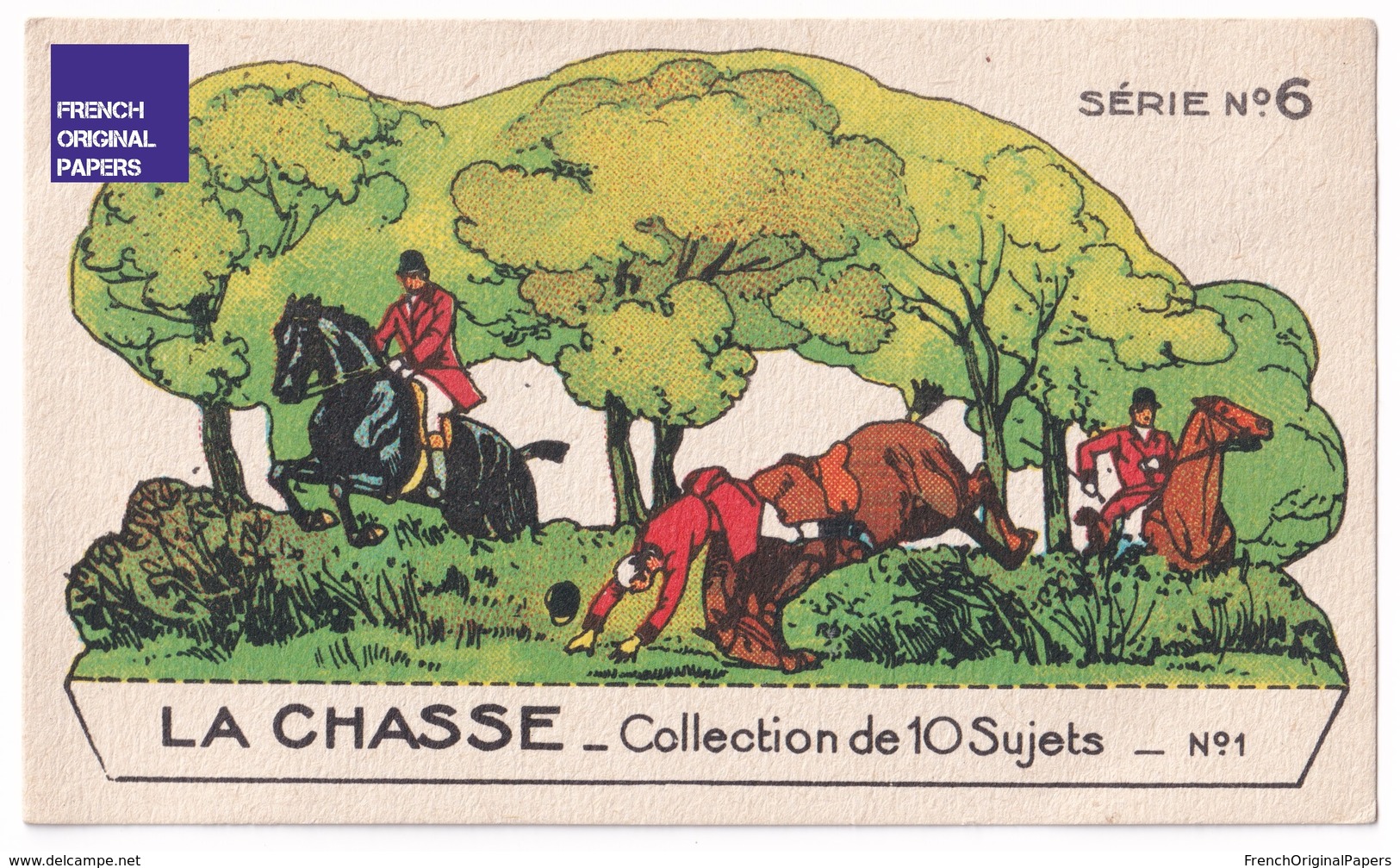 Jolie Chromo Image à Découper Chocolat Révillon Série La Chasse - Cheval équitation Chasseur à Courre - Hunting A36-18 - Revillon