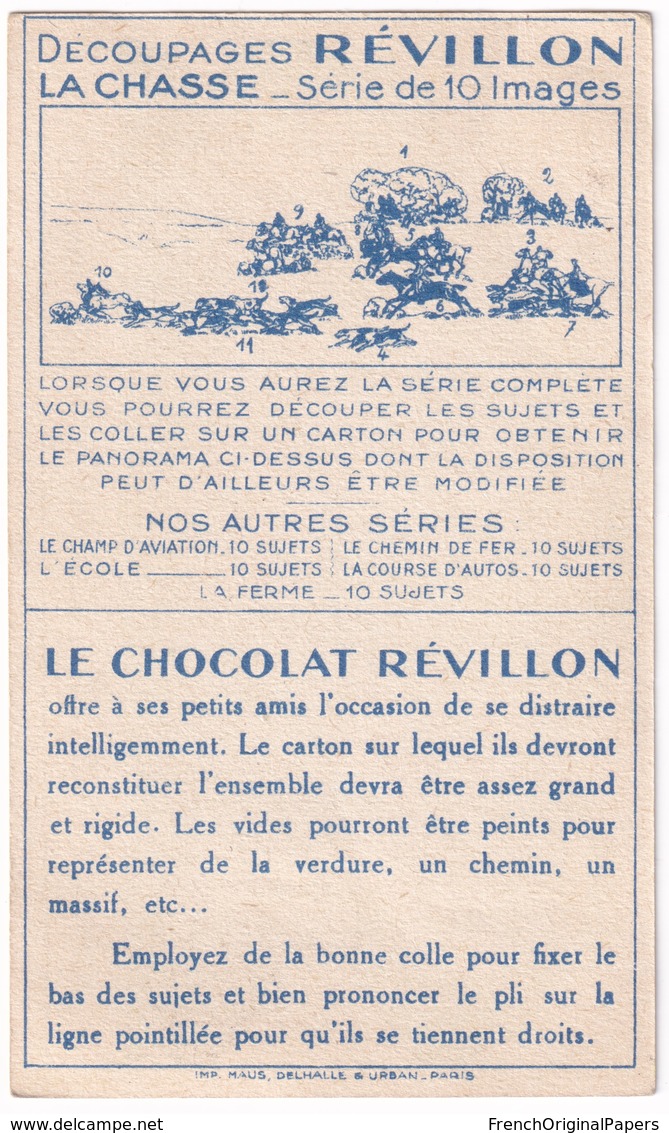 Jolie Chromo Image à Découper Chocolat Révillon Série La Chasse - Cheval équitation Chasseur à Courre - Hunting A36-18 - Revillon