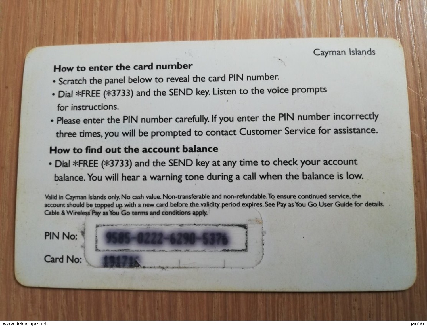 CAYMAN ISLANDS  $15,- PAY AS YOU GO ORANGE Prepaid  Fine Used Card  ** 2084 ** - Cayman Islands