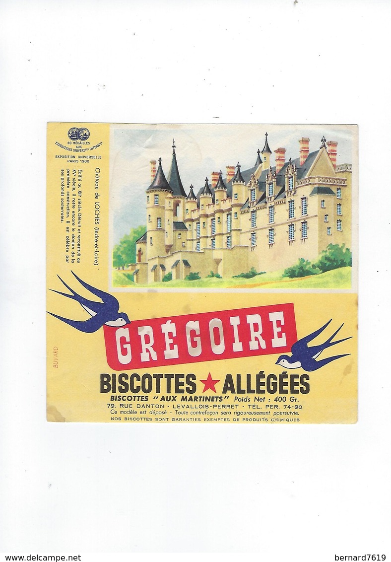 Buvard Biscottes Gregoire  Chateau De Loches 41 - Zwieback