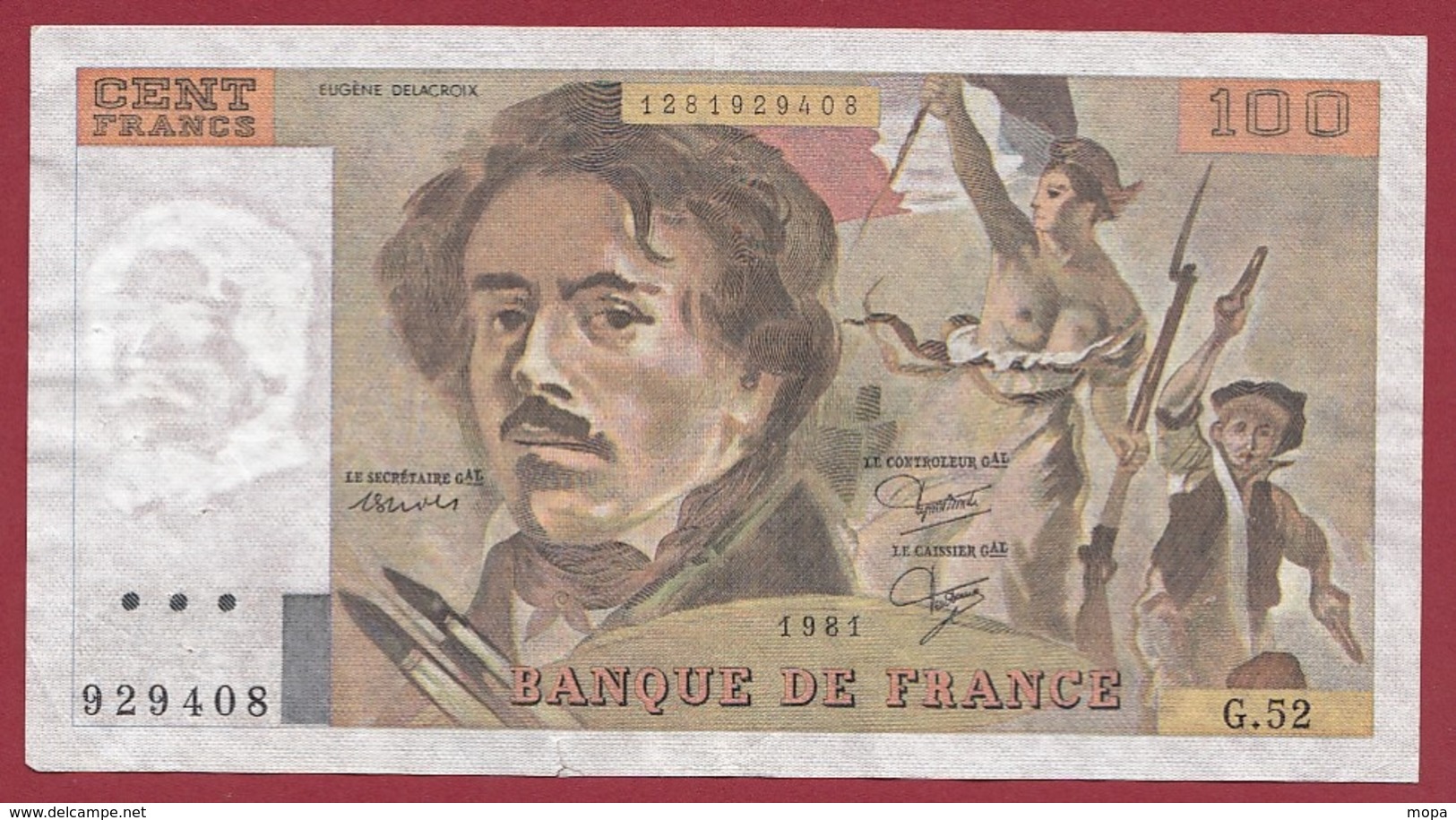 100 Francs "Delacroix" --1981-----TTB---ALPH.G.52 - 100 F 1978-1995 ''Delacroix''