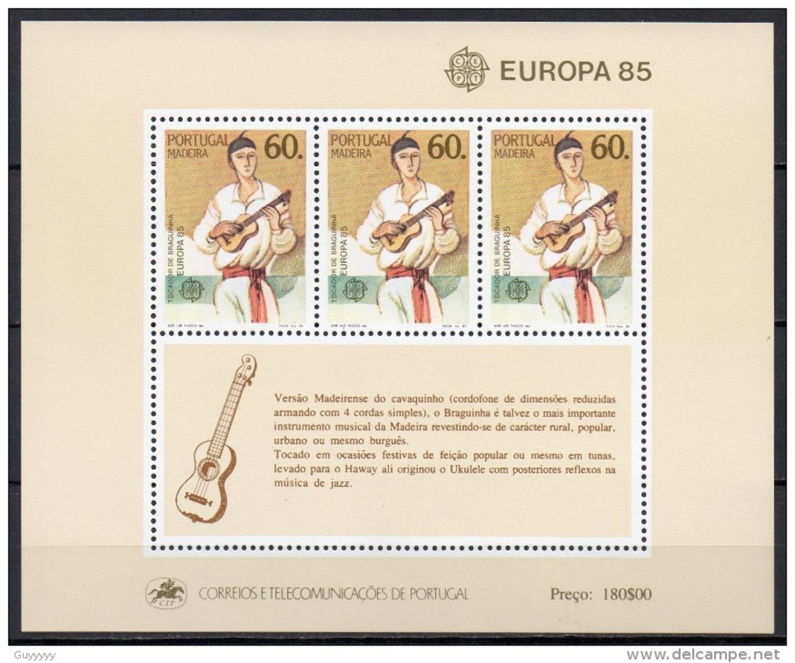 Madère - Bloc Feuillet - 1985 - Yvert N° BF 6 **  - Europa - Madeira