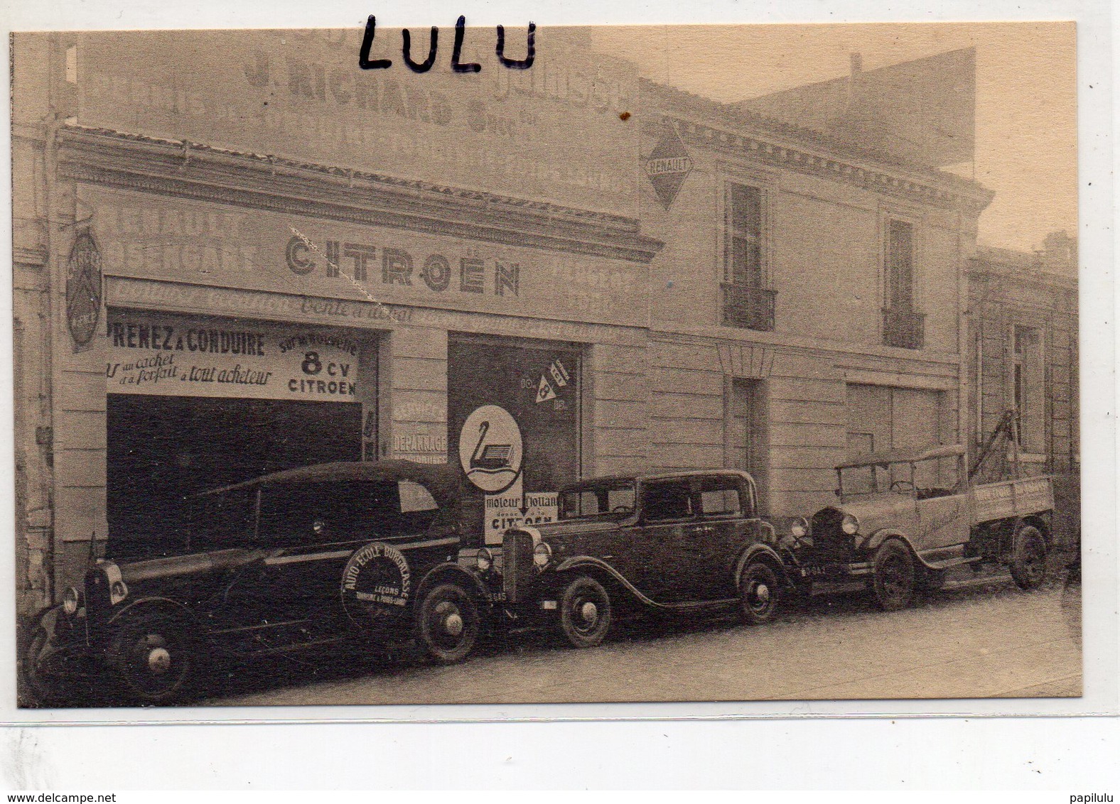 DEPT 33 : Précurseur : J Richard Auto école Burgalasse  190-192 Rue Judaïque Bordeaux ( Citroën , Renault , Rosengart - Bordeaux