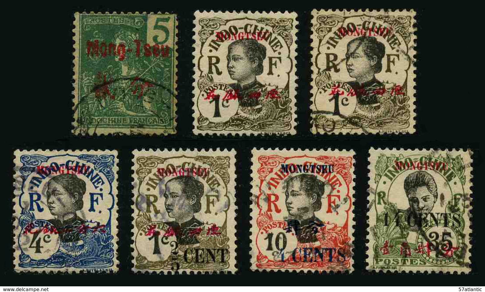 MONG TZEU - YT 20, 34A X2, 36, 51, 55, 60 - 7 TIMBRES OBLITERES - Used Stamps