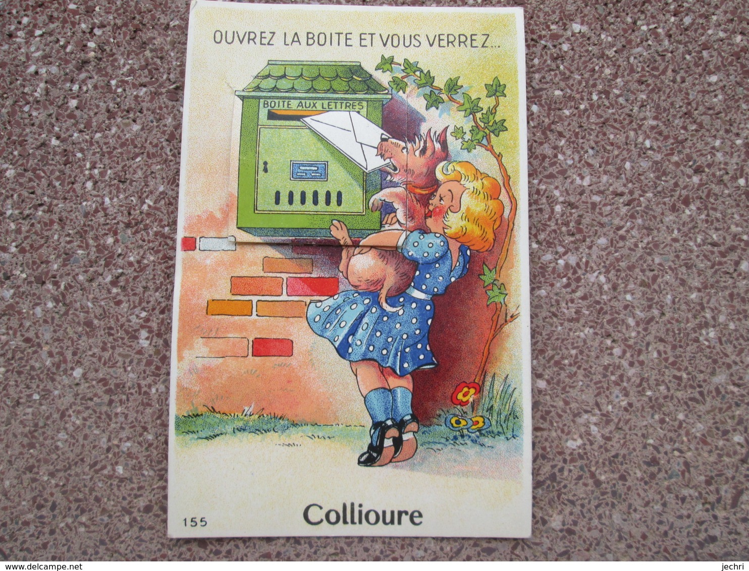 Ouvrez La Boite Et Vous Verrez Collioure . Carte A Systeme Petite Fille Et Chien - Collioure