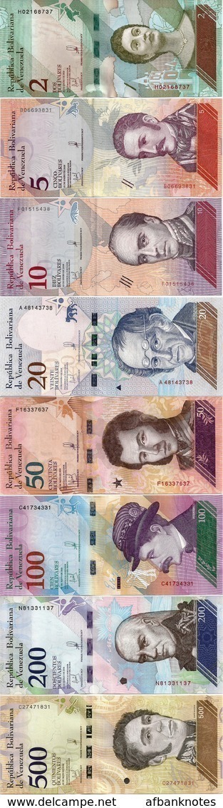 VENEZUELA       Set 2-5-10-20-50-100-200-500 Bolívares       P-101→108        2018       UNC - Venezuela