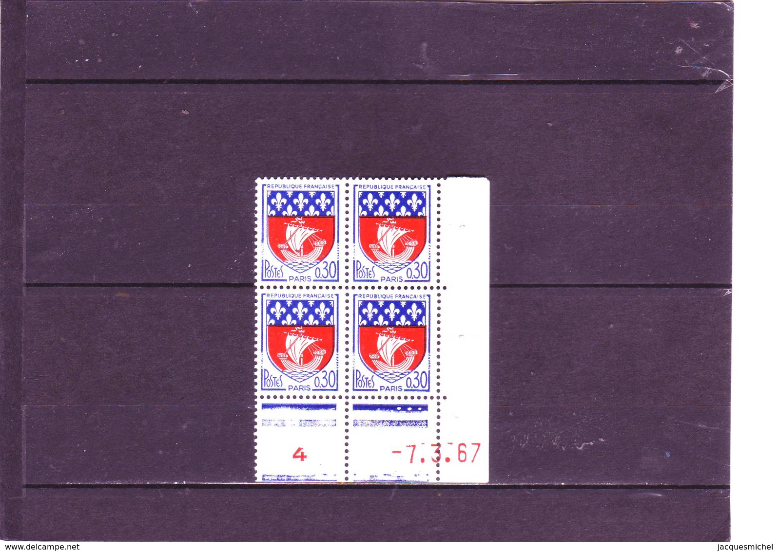 N° 1354B - 0,30 Blason De PARIS - CC De CC+CD - Tirage Du 31.1.67 Au 5.4.67 -7.03.1967 - - 1960-1969