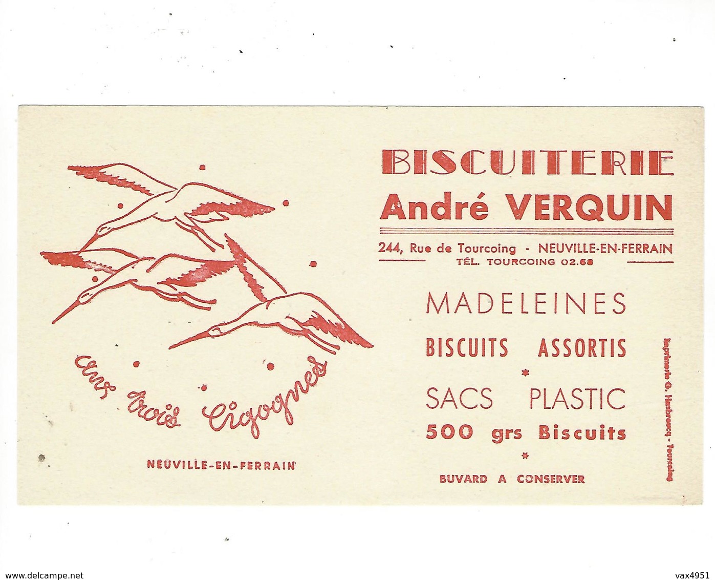 BUVARD  BISCUITERIE ANDRE  VERQUIN  CIGOGNES   *****  A SAISIR   ***** - Sucreries & Gâteaux