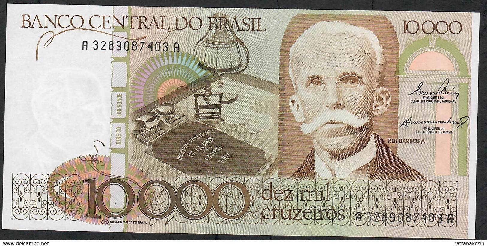 BRAZIL P203a 10.000 CRUZEIROS (1984) Sign.21 #A3289------A    UNC. - Brésil