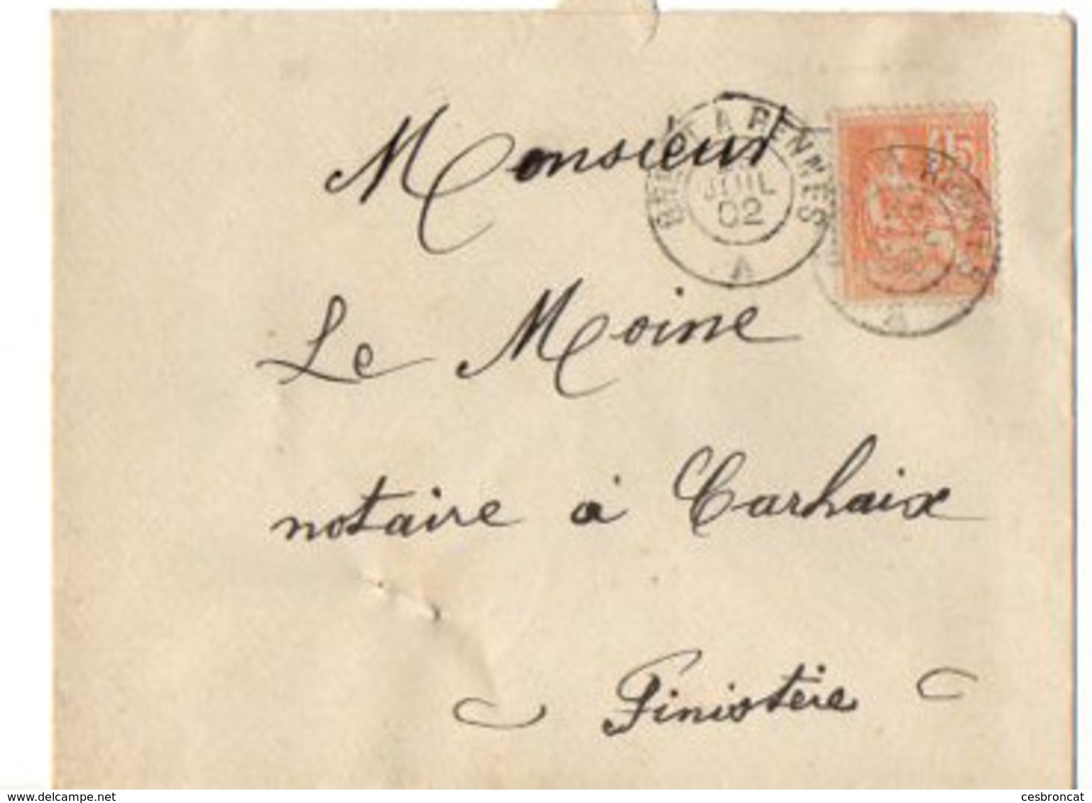 B17 20 06 1902 Lettre  Carhaix  Rennes  (dept  29 22 56) Ambulant - 1877-1920: Semi Modern Period