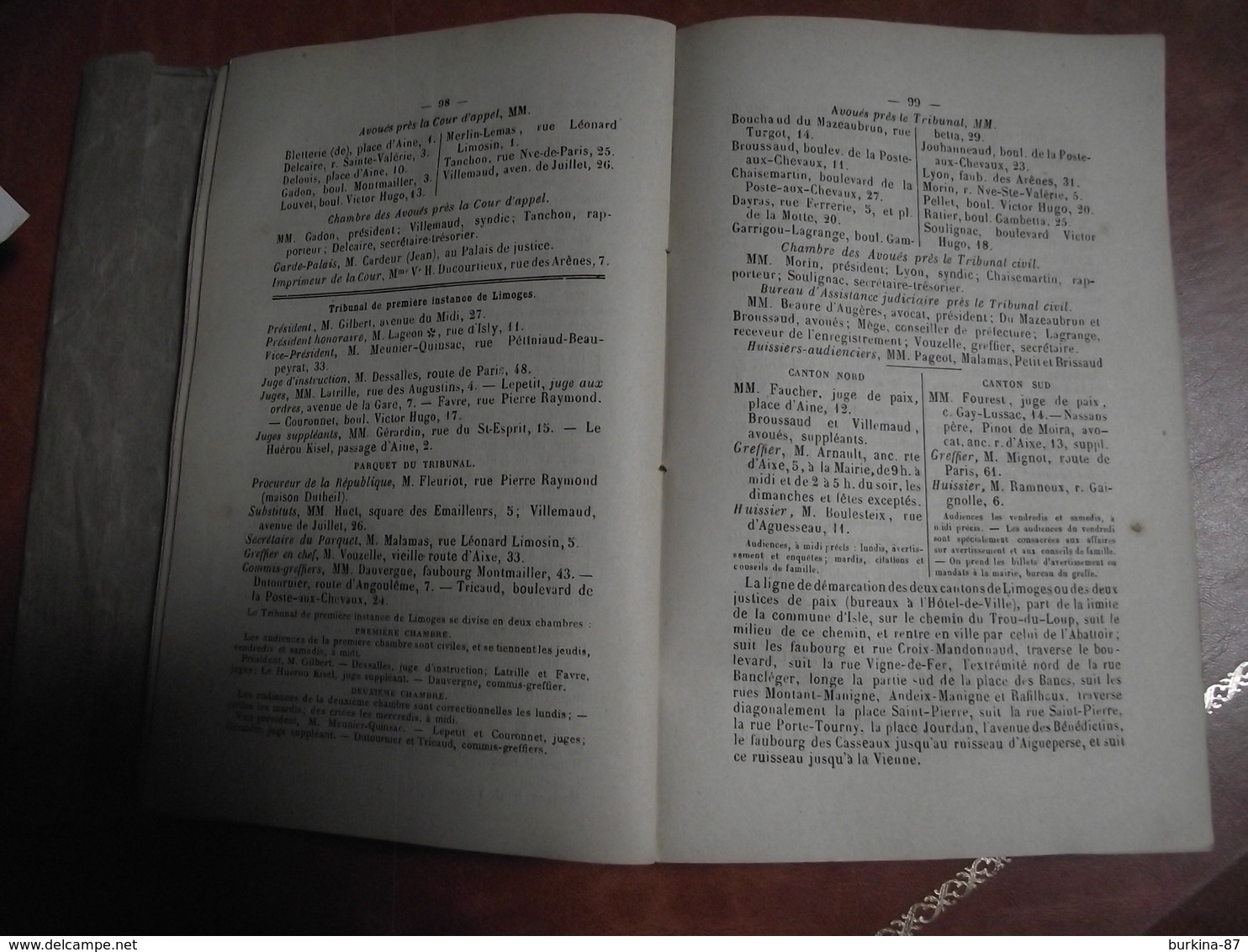 ALMANACH, annuaire LIMOUSIN, 1888, cour d'appel et diocèse de Limoges