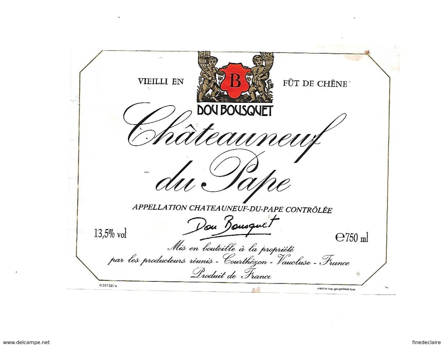 Etiquette De Vin - Chateauneuf Du Pape - Dou Bousquet - Rouges