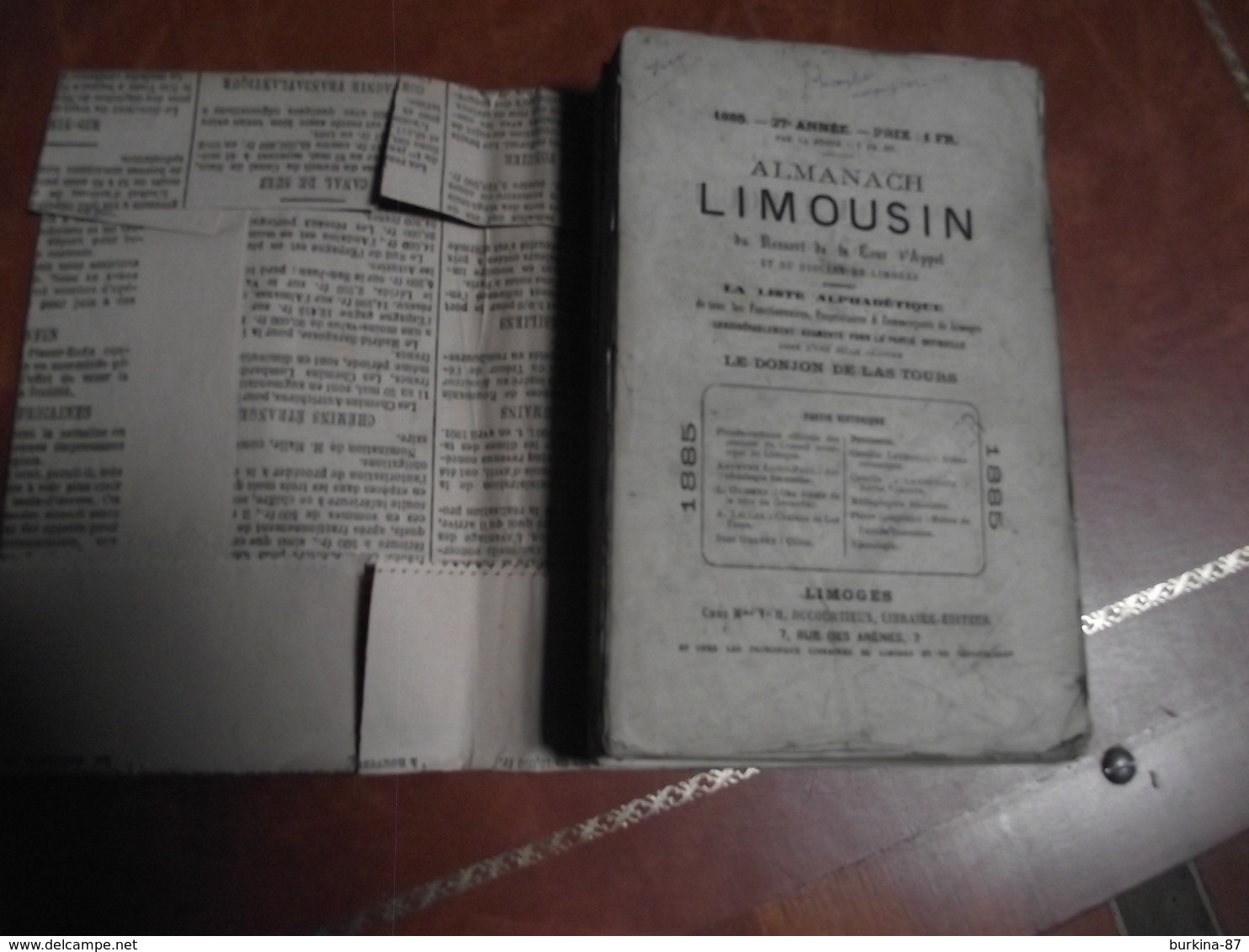 ALMANACH, Annuaire LIMOUSIN, 1885, Cour D'appel Et Diocèse De Limoges - Small : ...-1900