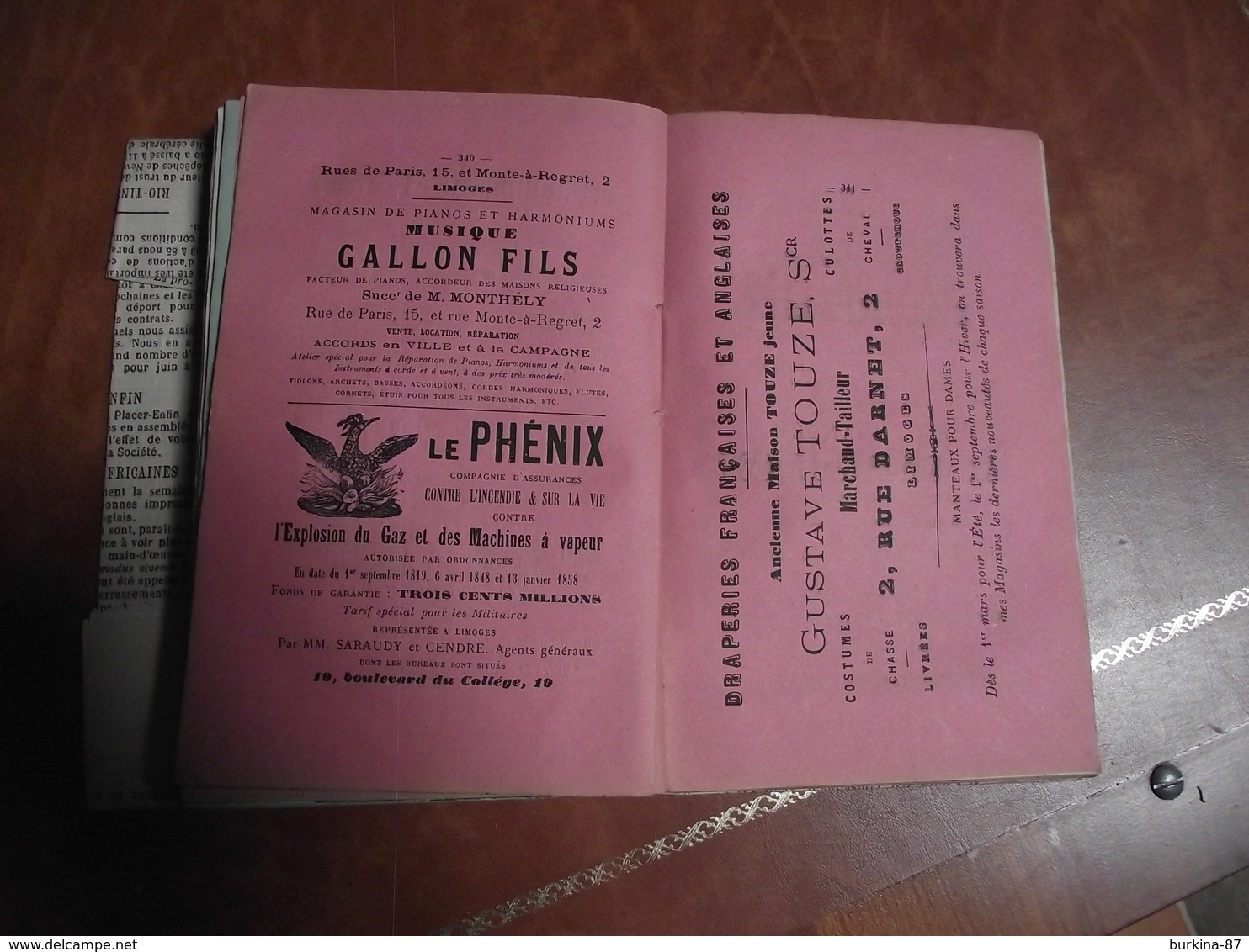 ALMANACH, annuaire LIMOUSIN, 1885, cour d'appel et diocèse de Limoges