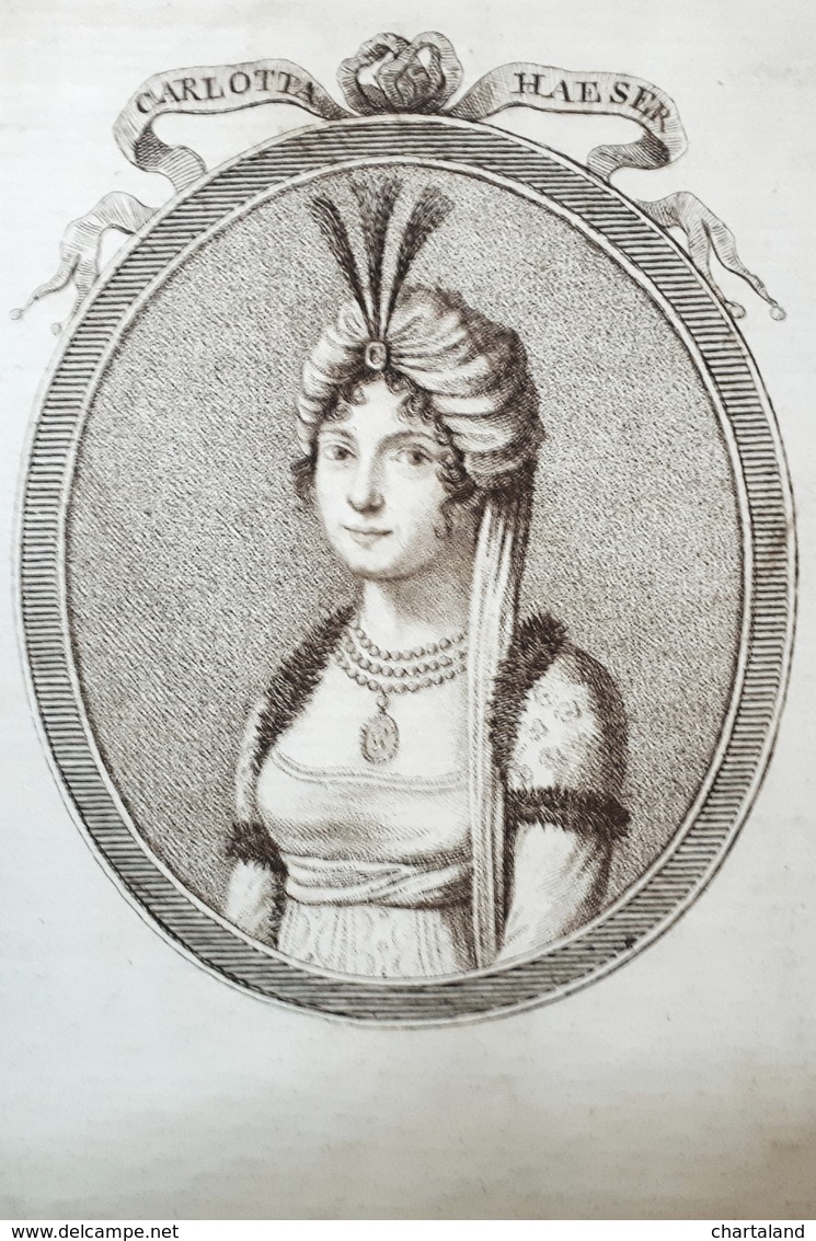 Stampa D'epoca - Carlotta Haeser - Cantatrice - Secolo XVIII - Estampes & Gravures