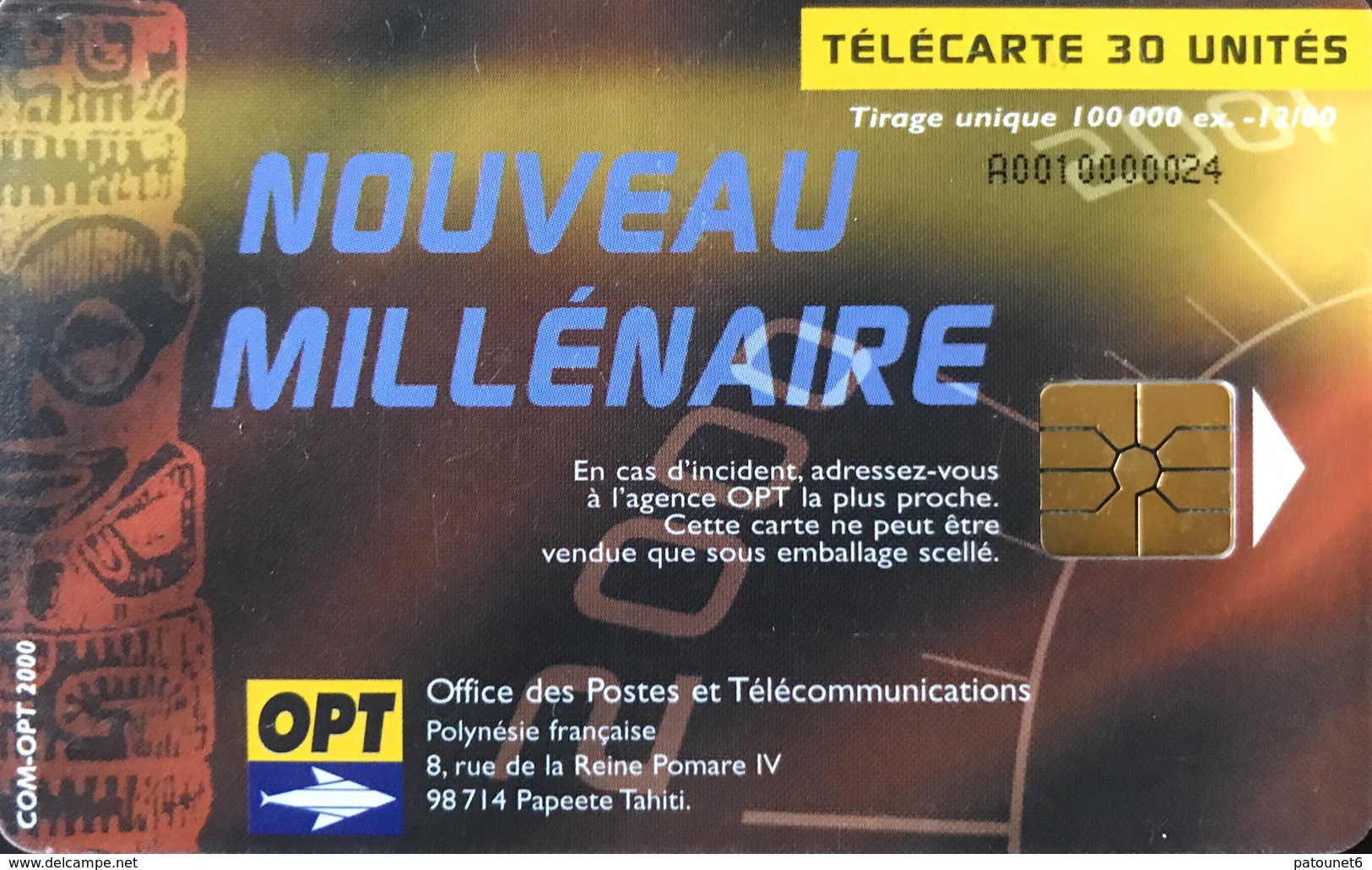 POLYNESIE FRANCAISE  -  PhoneCard  -  Nouveau Millénaire - Aube -  30 Unités  - PF 107 - Polynésie Française