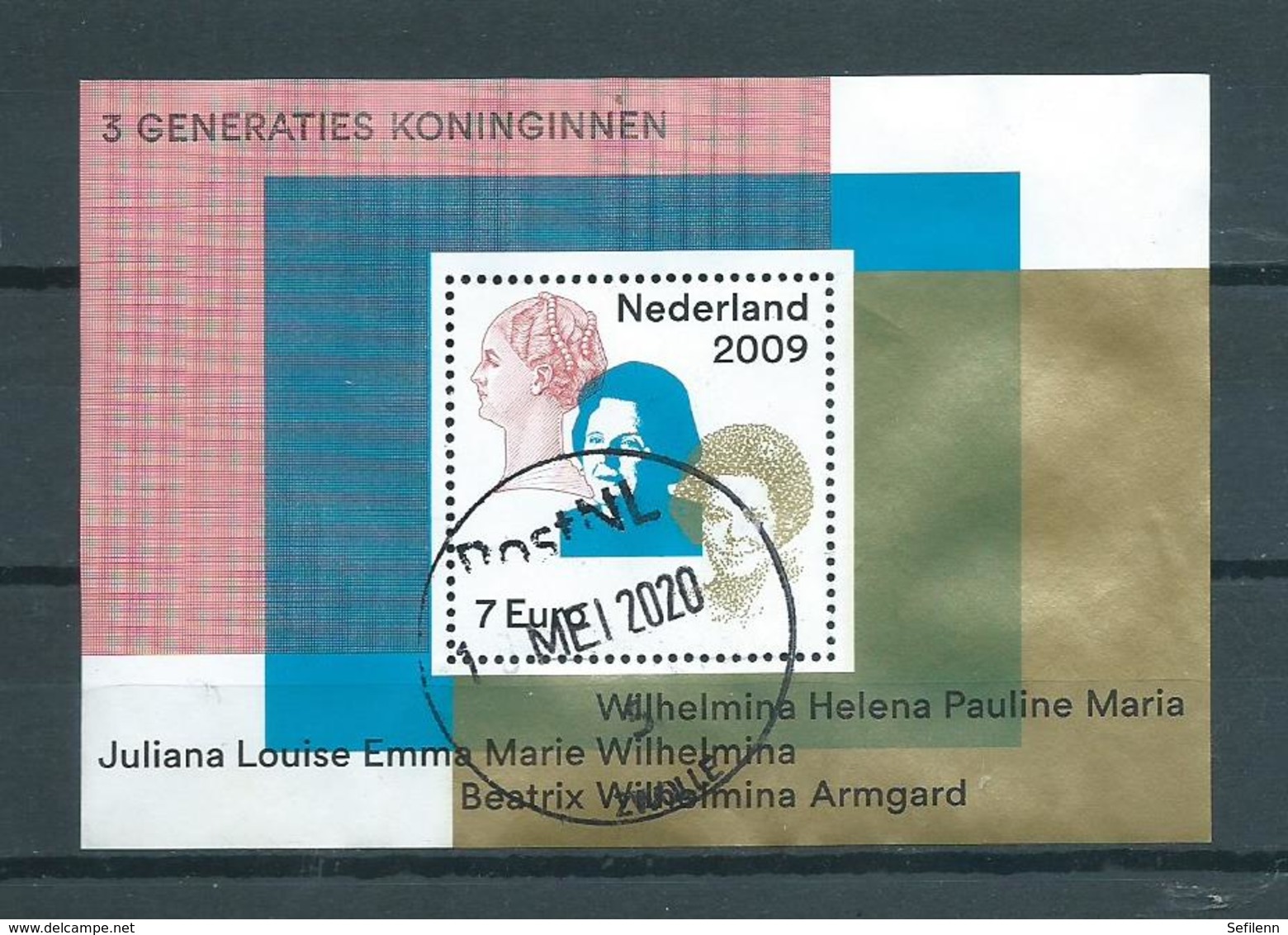 2009 Netherlands Complete M/Sheet 3 Generaties Koninginnen Used/gebruikt/oblitere - Blocchi