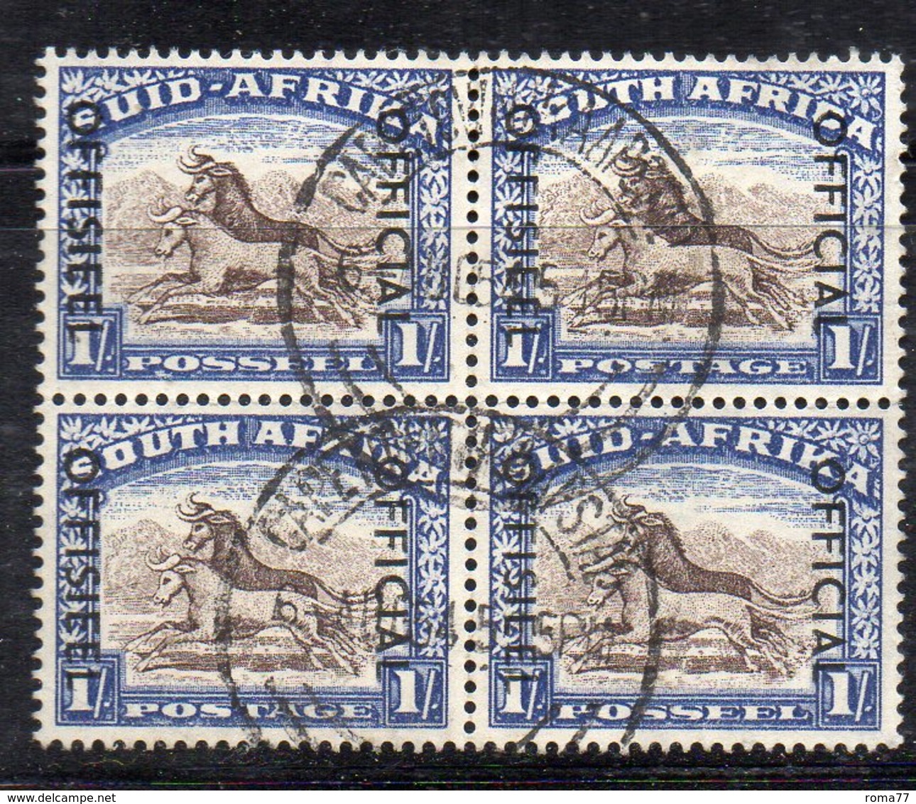 Q306B - SUD SOUTH AFRICA , Servizio 1 Sh/- : Quartina Usata   (M2200) - Timbres De Service