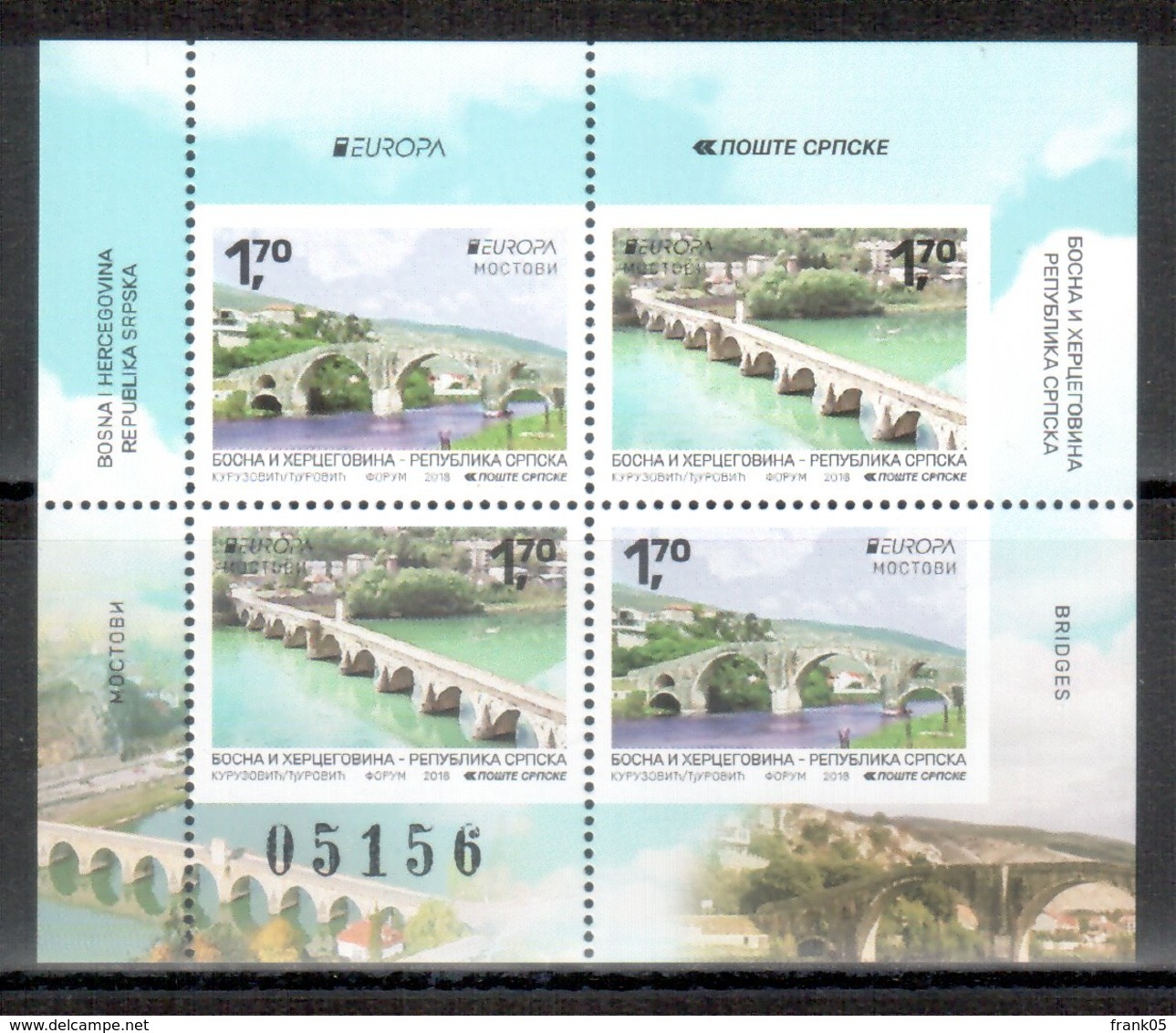 Bosnien-Herzeg. (serbisch) / Bosnia-Herzegowina (serbian) / Bosnie-Herzegovine 2018 HB/sheetlet From Booklet EUROPA ** - 2018