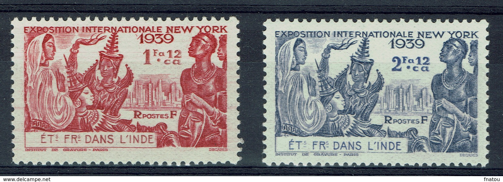 French India, New York World's Fair, 1939, MLH VF  a Pair - Nuovi