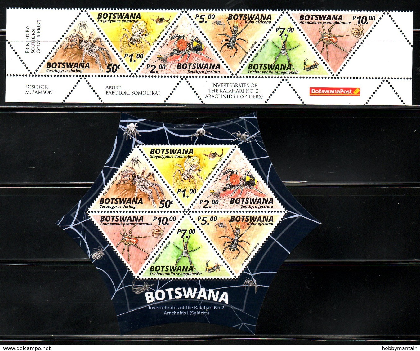 BOTSWANA, 2020 , INSECTS- SPIDERS, 6v+M/S.  MNH**, NEW!! - Autres & Non Classés