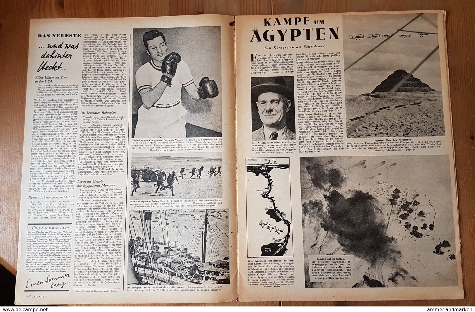 Koralle, Wochenschrift Für Unterhaltung + Wissen, Heft 37,  8. Jahrg. 15.9.1940, Kampf Um Ägypten - Tedesco