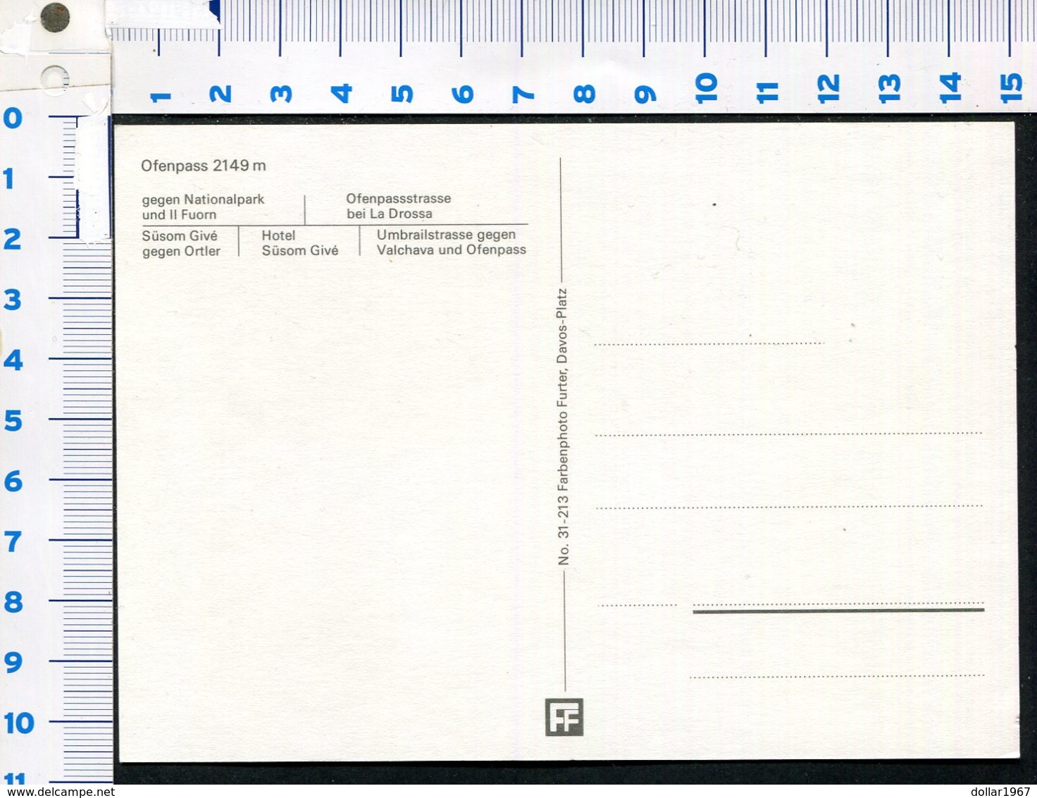 Ofenpass - Ofenpss Strasse Bei La Drossa / Valchava ,weg 28.- NOT Used  - See The 2 Scans For Condition( Originaal) - Valchava