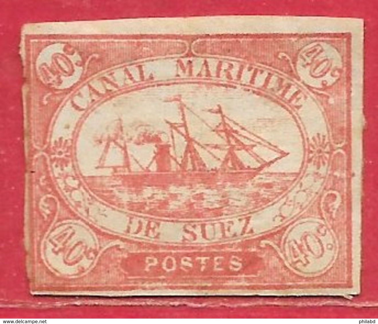 Egypte - Suez N°4 40c Rouge 1868 (authentique/genuine, Type C) (*) - 1866-1914 Khédivat D'Égypte