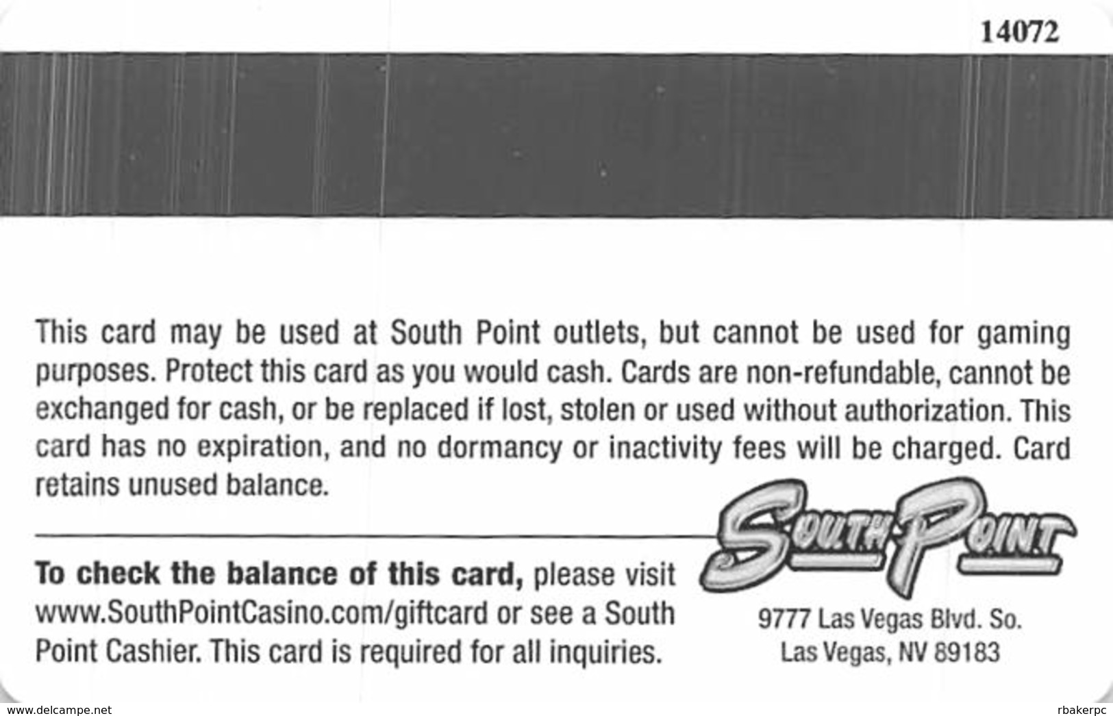 South Point Casino Las Vegas, NV Gift Card (No Cash Value) - Gift Cards