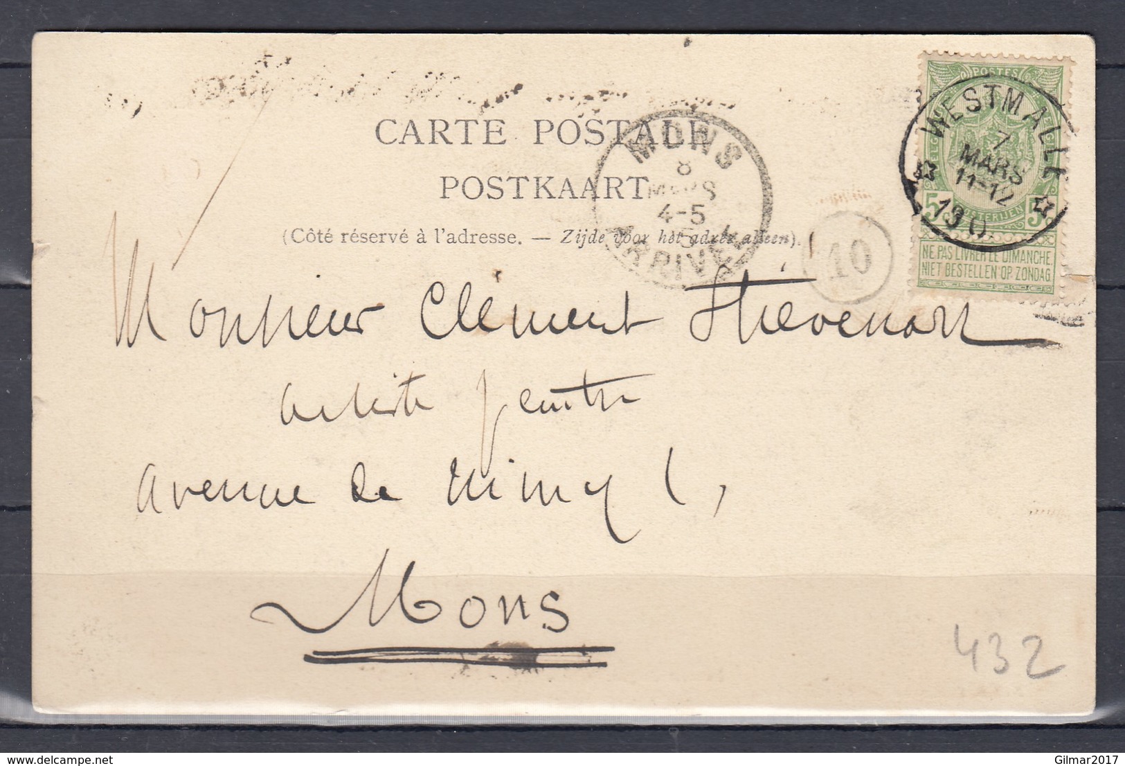 Postkaart Van Westmalle (sterstempel) Naar Mons - Postmarks With Stars