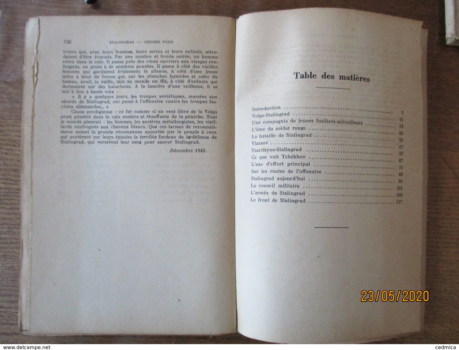 STALINGRAD CHOSES VUES (1942-1943) PAR VASSILI GROSSMANN TRADUIT DU RUSSE 1945 - French