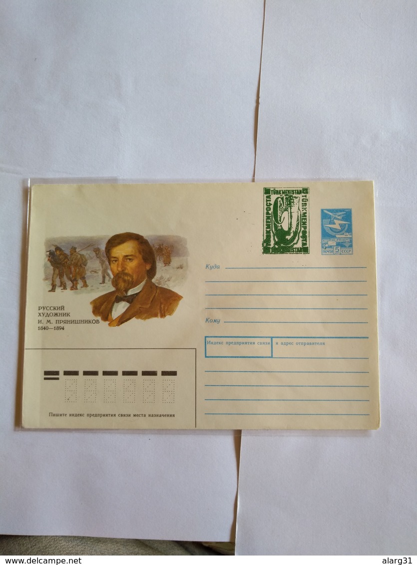 Turkmenistan 2 Pieces Rare Postal Stationery Ussr With Overprint C In Green Local Illustrated Cover Fdc 27/oct/97 - Turkmenistan