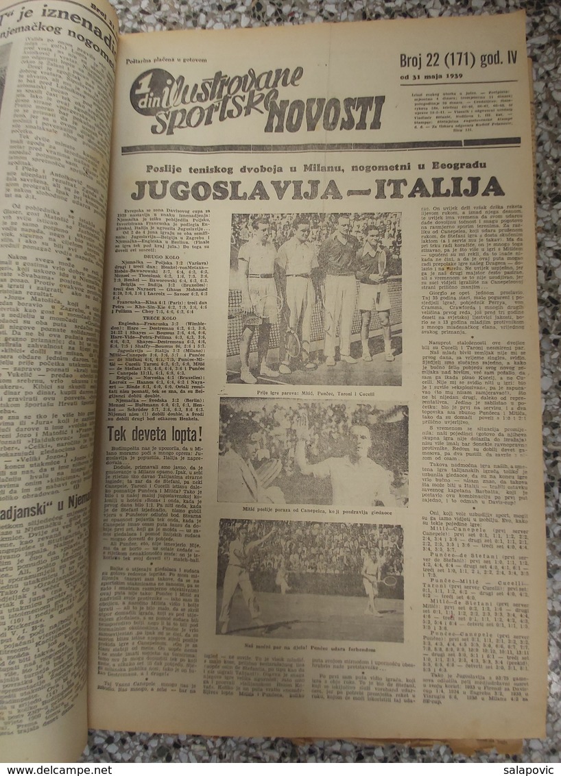 ILUSTROVANE SPORTSKE NOVOSTI 1939 UVEZANO 48 BROJEVA KINGDOM OF YUGOSLAVIA, BANDED 48 NUMBER  Rrare