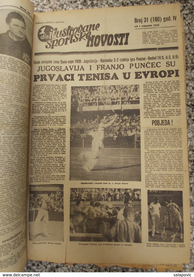 ILUSTROVANE SPORTSKE NOVOSTI 1939 UVEZANO 48 BROJEVA KINGDOM OF YUGOSLAVIA, BANDED 48 NUMBER  Rrare