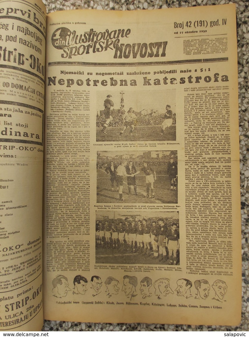 ILUSTROVANE SPORTSKE NOVOSTI 1939 UVEZANO 48 BROJEVA KINGDOM OF YUGOSLAVIA, BANDED 48 NUMBER  Rrare