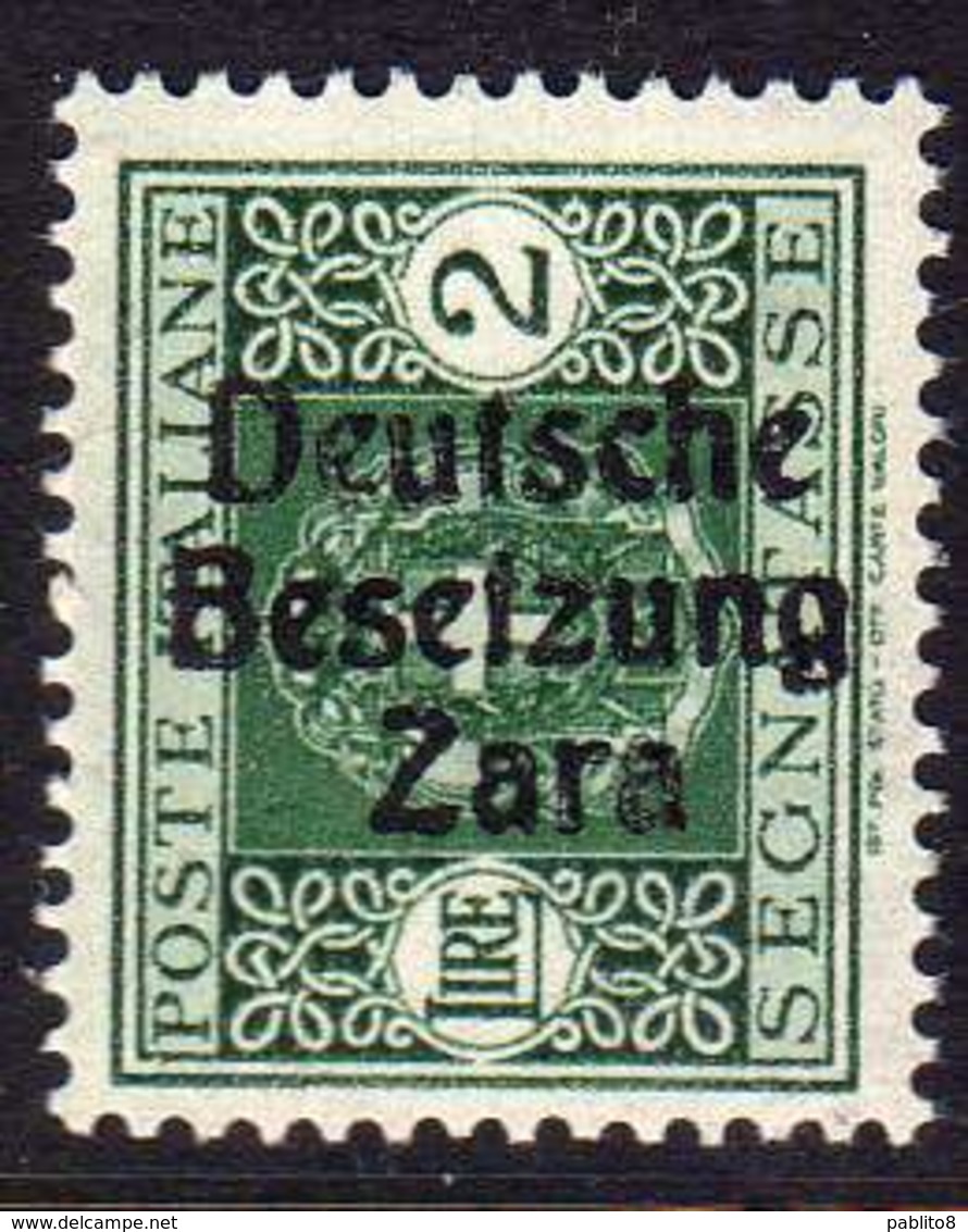 GERMAN ZARA OCCUPAZIONE TEDESCA 1943 SEGNATASSE TAXES TASSE POSTAGE DUE LIRE 2 MNH FIRMATO SIGNED - Deutsche Bes.: Zara