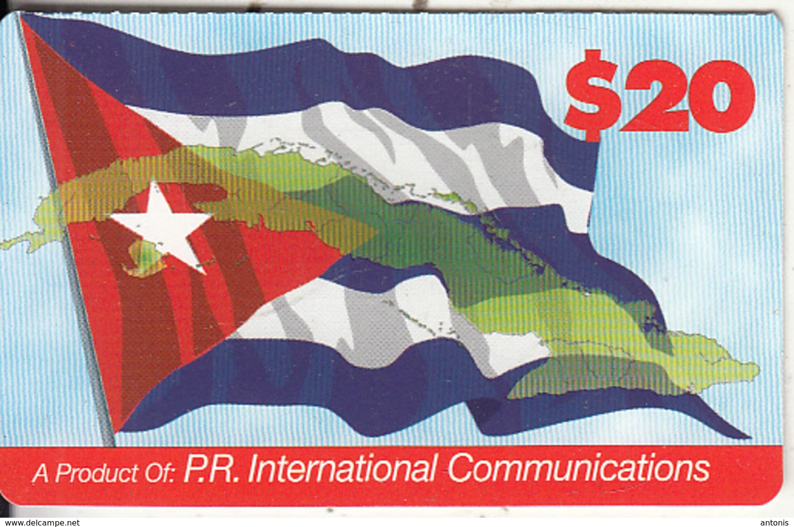 PUERTO RICO - Flag, PR International Comm Prepaid Card $20, Used - Puerto Rico