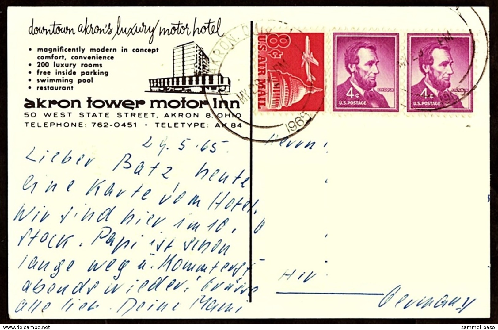 Ohio  -  Akron  -  Hotel Akron Tower Motor Inn -  Ansichtskarte Ca.1965   (12985) - Akron