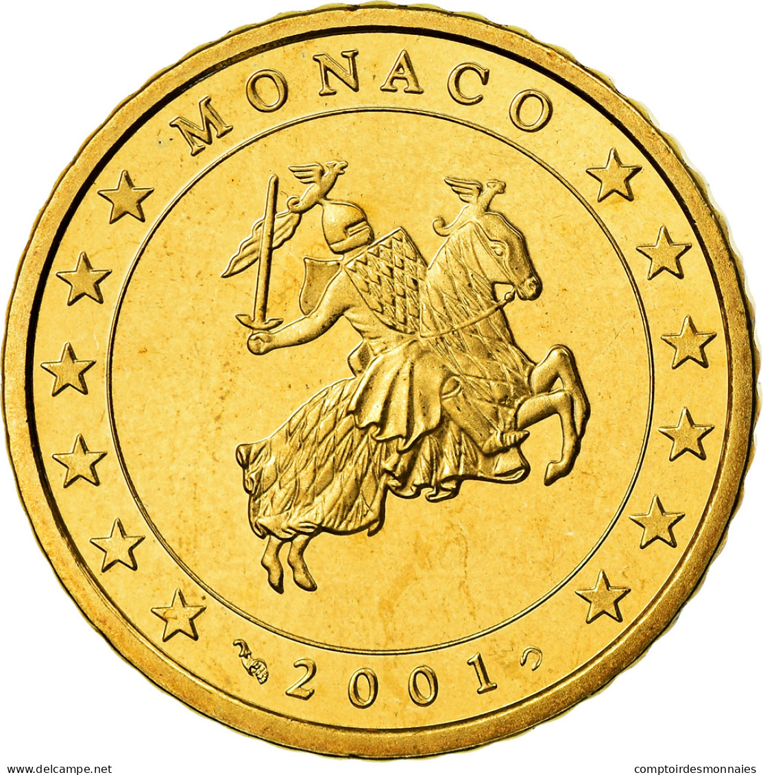 Monaco, 50 Euro Cent, Prince Rainier III, 2001, Proof, FDC, Laiton, KM:172 - Monaco