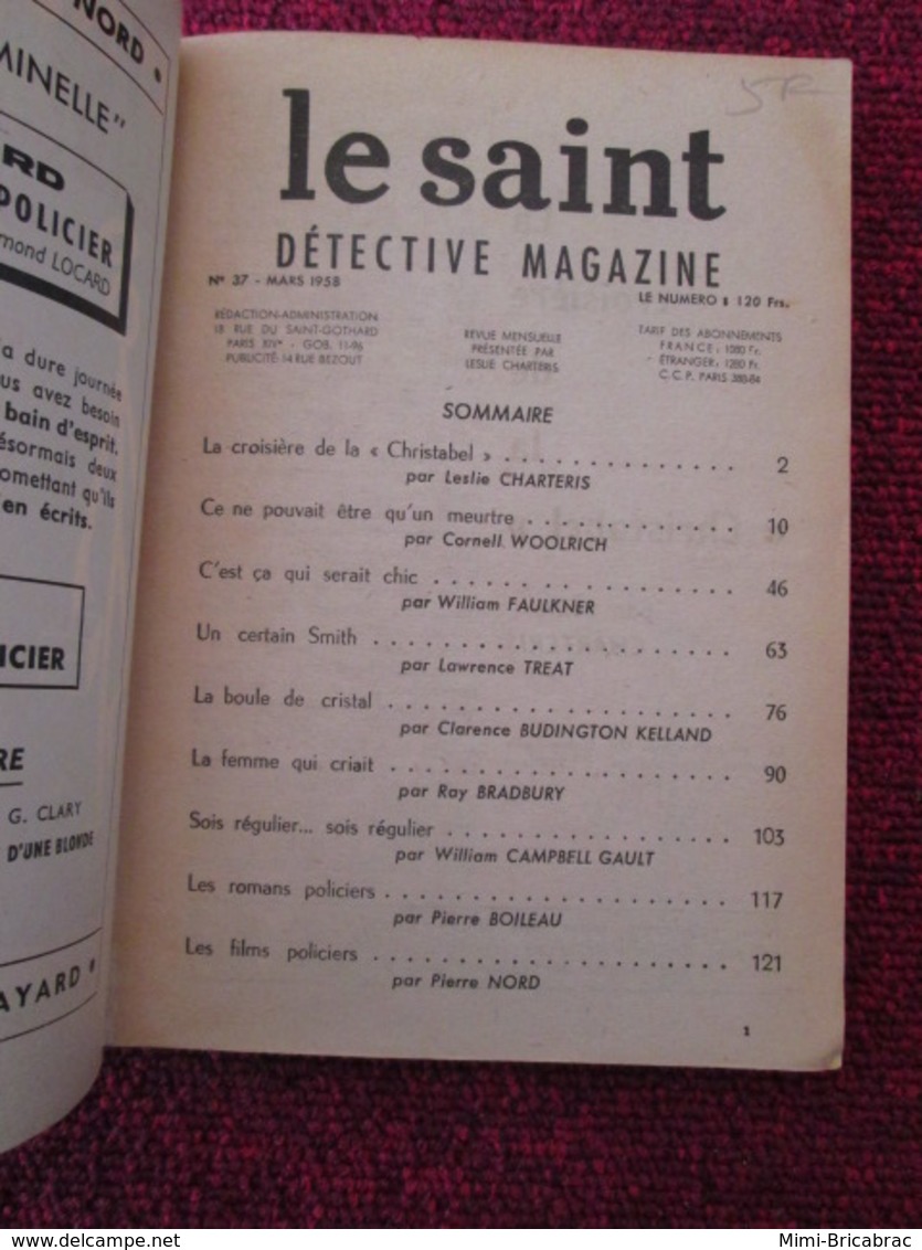 POL2013/4 ARTHEME FAYARD / REVUE LE SAINT DETECTIVE MAGAZINE N° 37 De 1958 - Arthème Fayard - Le Saint