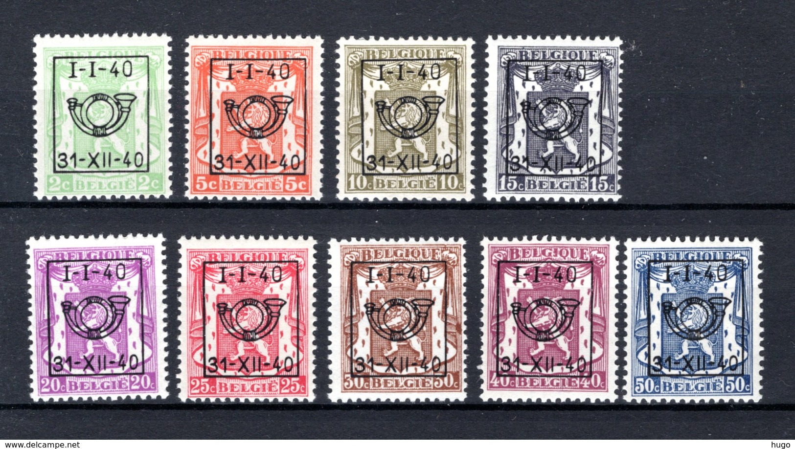 PRE437/445 MNH** 1940 - Klein Staatswapen Opdruk Type D - REEKS 18 - Typo Precancels 1936-51 (Small Seal Of The State)