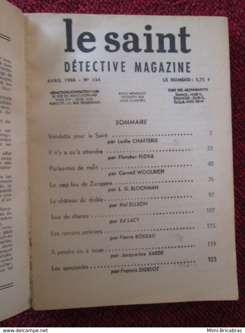 POL2013/4 ARTHEME FAYARD / REVUE LE SAINT DETECTIVE MAGAZINE N° 134 De 1966 - Arthème Fayard - Le Saint