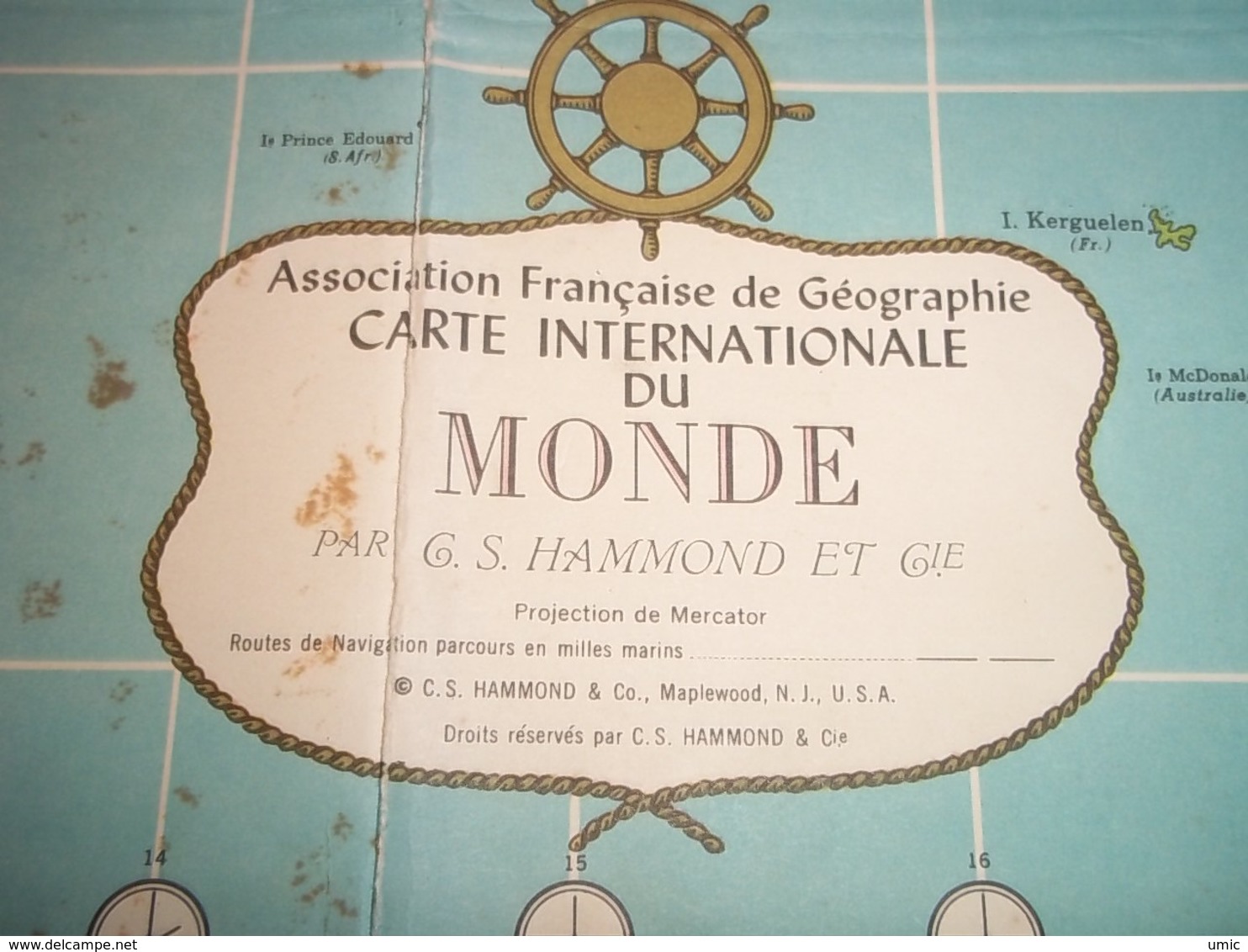 . Carte Internationale Du Monde Par C.S HAMMOND ET Cie. Année 1957. - Geographical Maps