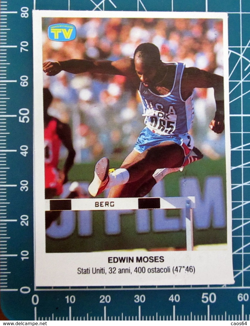 EDWIN MOSES ATLETICA SORRISI E CANZONI 1987 ADESIVO  STICKER    NEW  FIGURINA - Andere & Zonder Classificatie